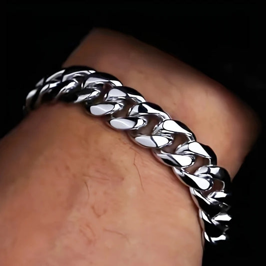 CraxeStore™ Men's Premium Titanium Steel Cuban Link Bracelet - Durable, Washable & Fade-Resistant with Lobster Clasp